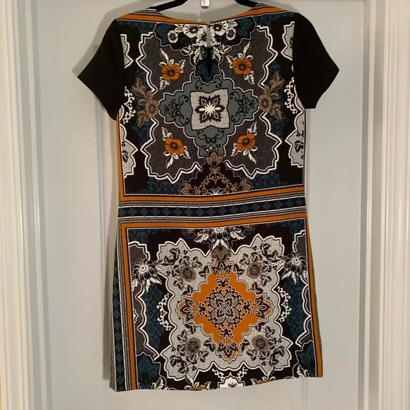 Banana Republic Black and Orange Geometric Mini Dress - Picture 2 of 6